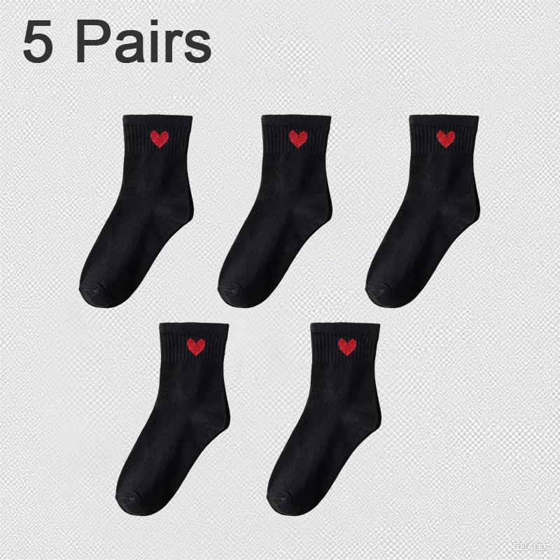 Liebliches Herz Baumwollsocken Damen Sommer Mode Schwarz Weiß Sportliche Kurze Socken Mädchen Niedlicher Stil Kurze Socken one size schwarz