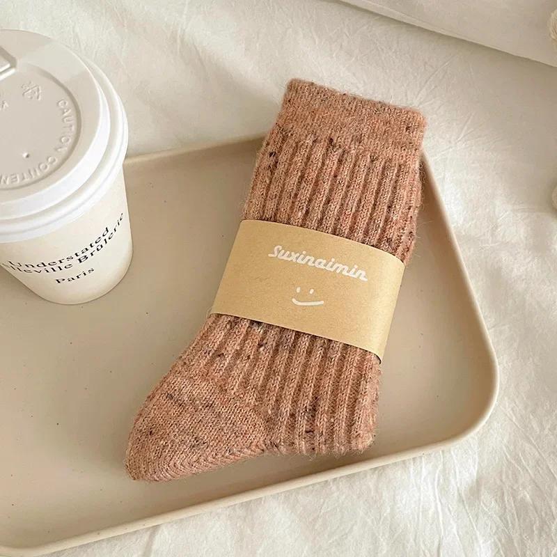 Wintersocken für Damen aus Wolle und Kaschmir, dicke, warme, lange Socken, japanische Mode, einfarbig, Thermo-Schlafsocken, Weihnachtsgeschenke orange
