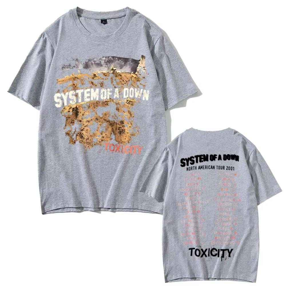 Vintage Rockband System of A Down Toxicity Tour T-Shirts Herren Damen Gothic Punk Rock T-Shirts Herren Hip Hop Übergroße T-Shirts L