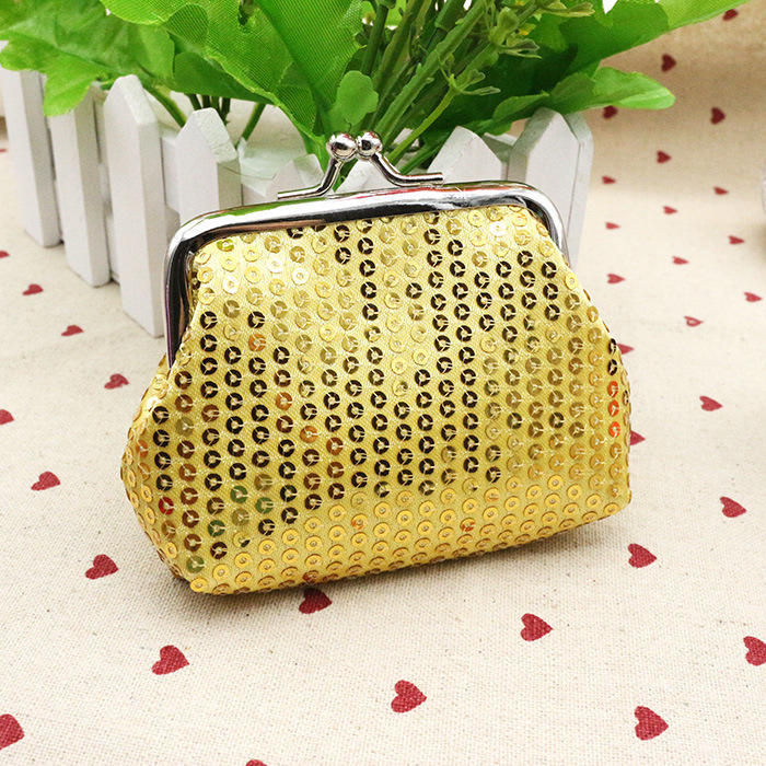 Neue Pailletten-Geldbörse, Kinder-Geldbörse, Aufbewahrungstasche, kleine Taschen, Ausstattung, Paket, kreative kleine Geschenke One size goldgelb