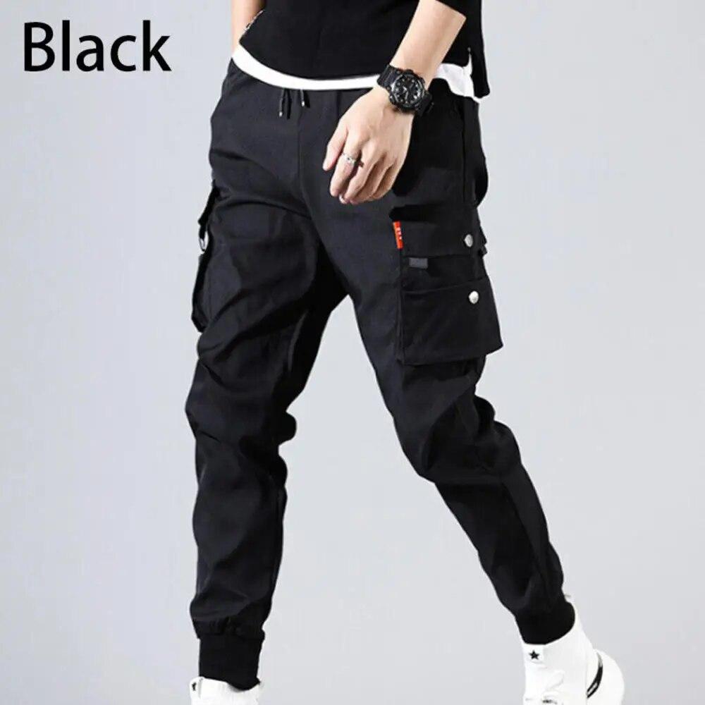 Herren Hip Hop Jogginghose Mode Sweatpants Overalls Lässig Herren Cargohose Mehrere Taschen Kordelzug Outdoor Herren Sweatpants XL schwarz