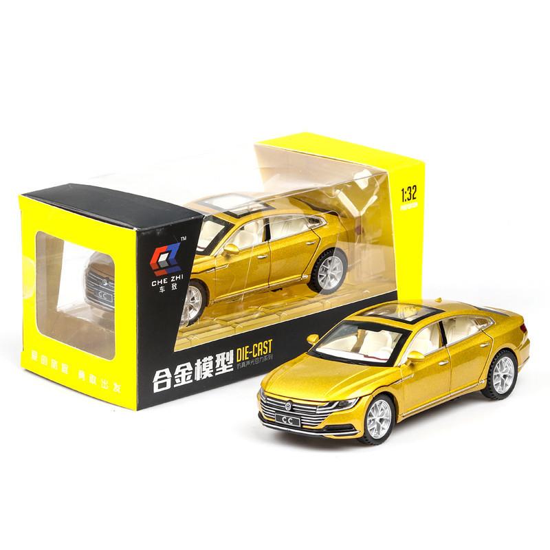 CC-Legierungsautomodell im Maßstab 1:32, Legierungsdruckguss-Modellauto mit Lichtsound, Druckguss-Jungen-Geburtstagsgeschenk, Kinderspielzeug, Nachbildung von Maßstabsspielzeug 1/32-16.5x7x4.7cm gelb