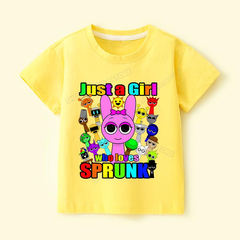 Sprunki T-Shirts für Jungen Mädchen Spiel Incredibox Kinder T-Shirt Cartoon-Druck Sommer Lässig Kurzarm Babykleidung Kinder T-Shirt Tops 110