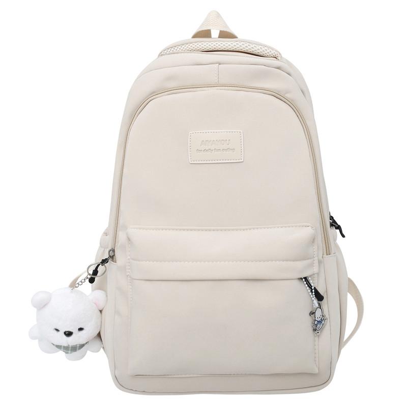 Damen Herren Hohe Kapazität Wasserdicht College Rucksack Damen Laptop Schultaschen Süßes Mädchen Reise Buch Tasche Cool One Size beige