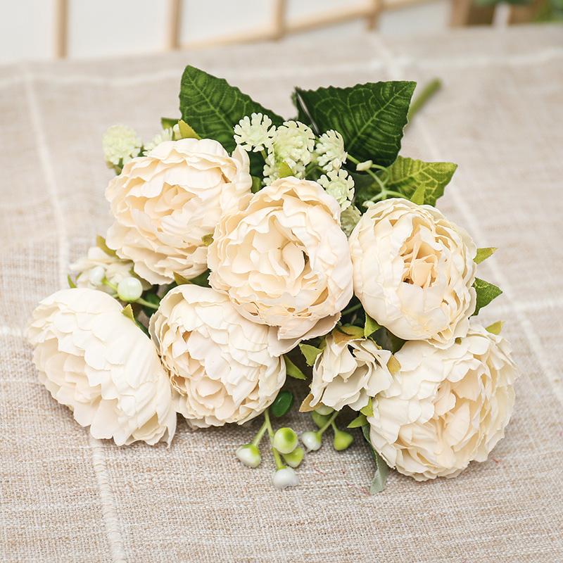 Künstliche Blumen Dekoration 7 Köpfe Seidenpfingstrose Rose Hortensie Strauß Haus Weihnachtsfeier Dekorationen Hochzeit Braut Künstliche Blumen