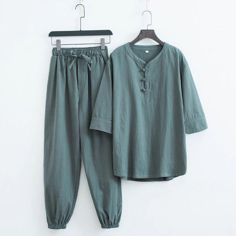 Zen-buddhistische Kleidung für Männer und Frauen – taoistische Kleidung und Anbetungskleidung aus Baumwolle und Leinen Quintuple Extra Large (5XL) gray