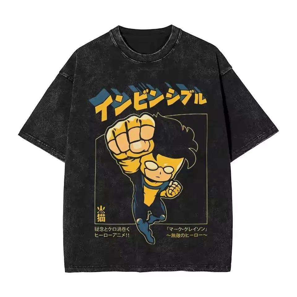 Retro Unbesiegbar Cartoon Comic Gewaschen Neuankunft Herren Damen Kleidung T-Shirt Homme Grafik-T-Shirts Herren Damen T-Shirt für Herren Damen Ropa XXL elfenbein