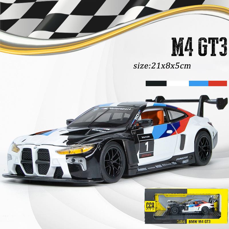 M4-Modellauto aus Leichtmetall im Maßstab 1/24 für Kinder, Druckgussmetall, Rennauto-Spielzeug, Soundlicht, Geschenksammlung für Jungen 1/24-Size:21*8*5cm weiß