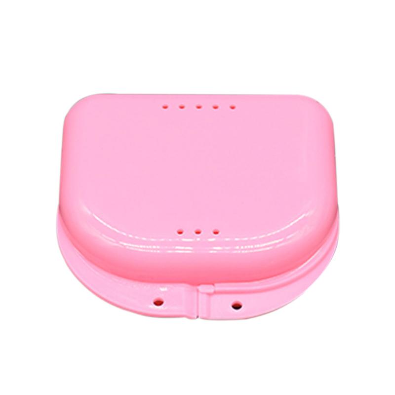 Retainer Box Retainer Container Teil Mundschutz Container Fall Prothese Box Kieferorthopädische Prothese Lagerung Boxen Mit Löchern rosa