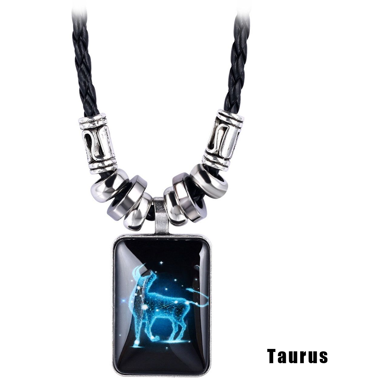Herren-Halskette mit 12 Sternzeichen-Design, Astrologie-Halskette, Sternbild-Anhänger, Galaxie Taurus
