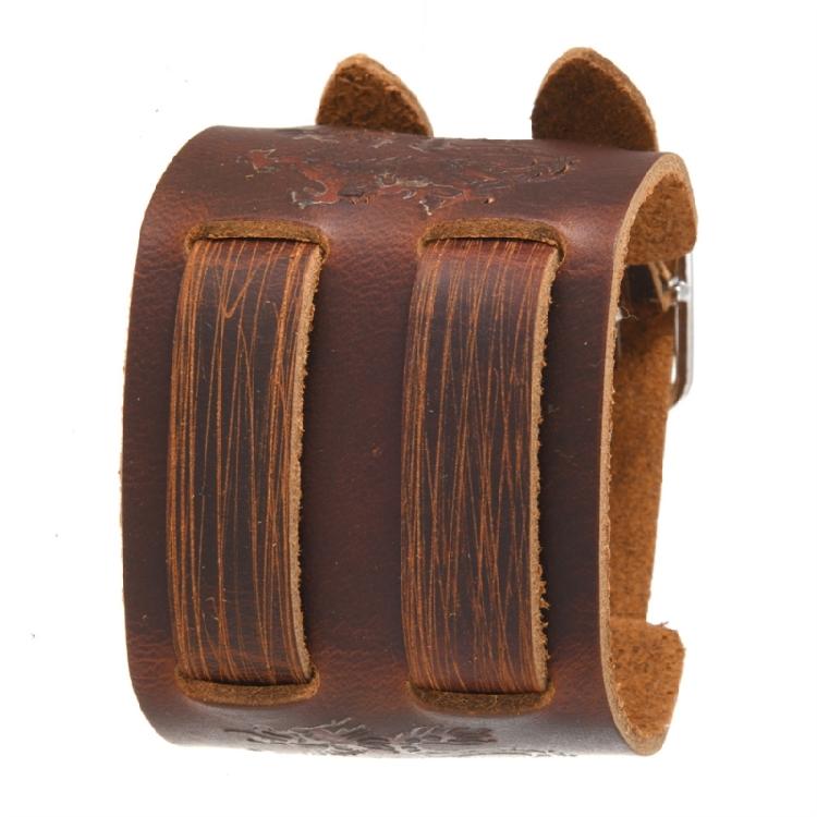 Kräftiges strukturiertes PU-Leder Armband Modeschmuck Leicht Bequem Verstellbarer Verschluss Unisex Modeartikel braun