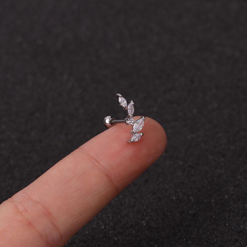 Damen 3 Farben Metall Knorpel Ohrstecker Blume Diamant Helix Knorpel Ohrringe Piercing Schmuck 2 weiß