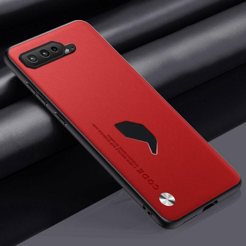 Luxus PU Lederhülle für Asus ROG Phone 5 S 5S Rückseite Matte Silikon Vollschutz Handyhülle für Asus ROG Phone5 S 5G For ROG Phone 5S rot