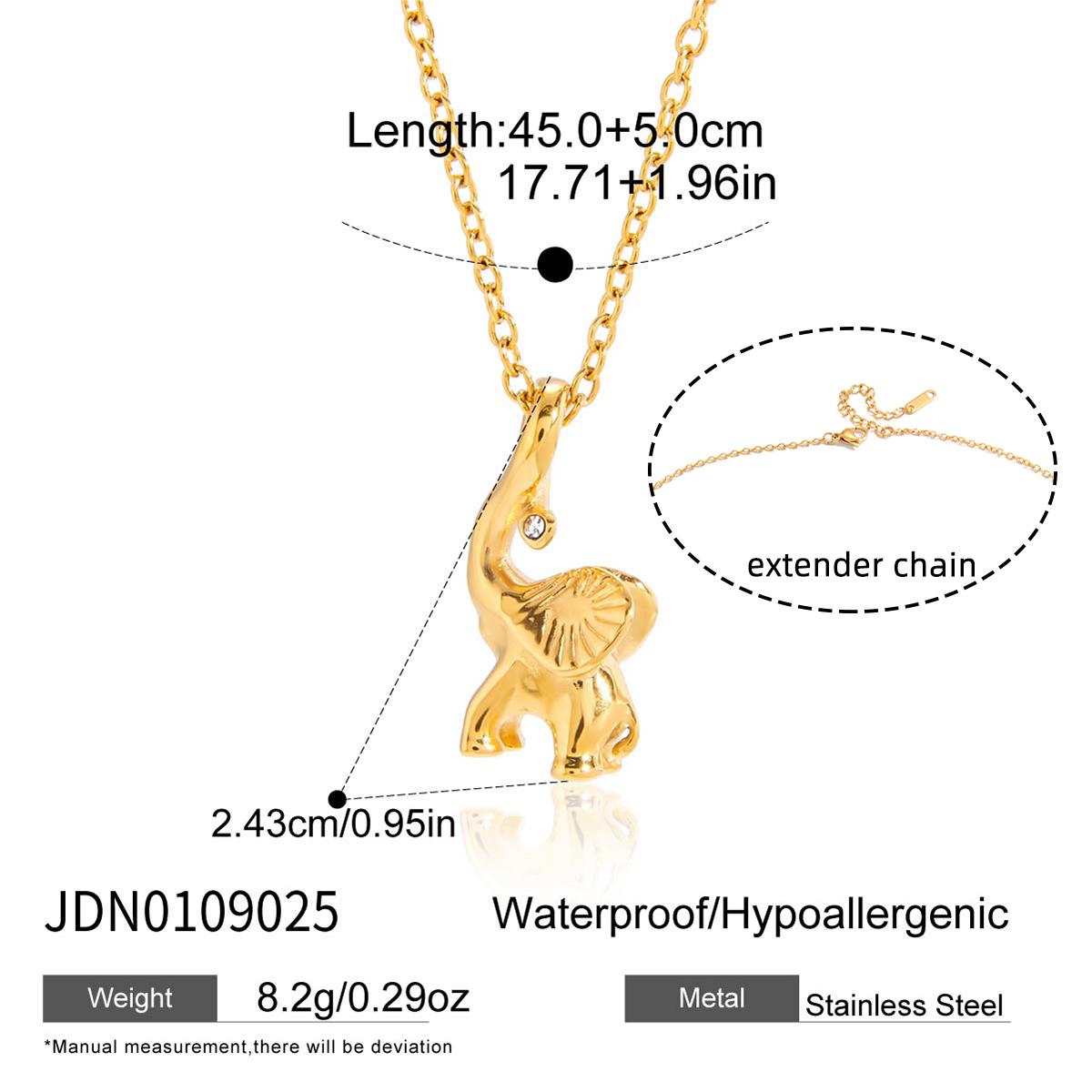 Youthway Glückselefant Anhänger Halskette Für Damen Minimalistisch Vergoldeter Edelstahl Halskette Einfacher Mode Schmuck beige