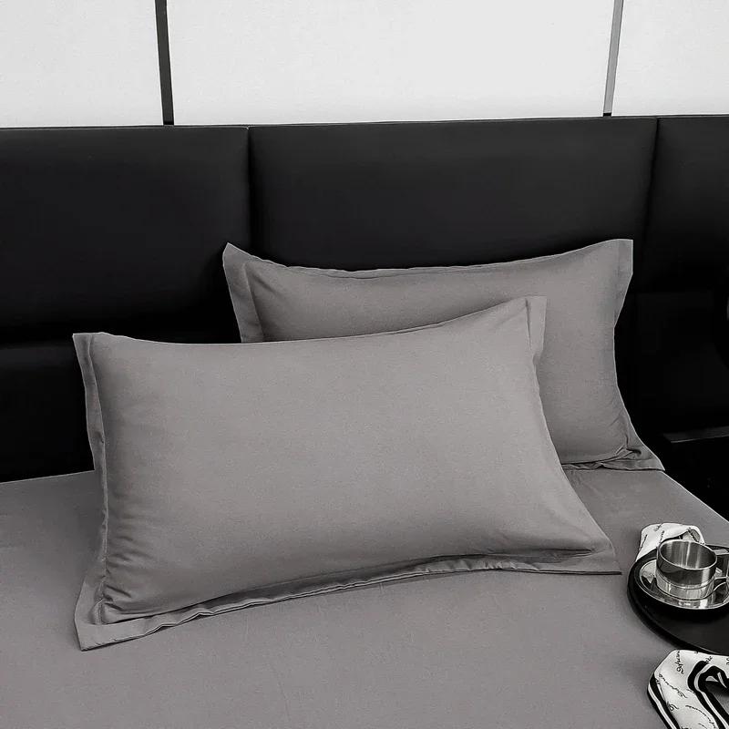 Kissenbezug aus gewaschener Baumwolle in Volltonfarbe, 48 x 74 cm, Kissenbezug für Zuhause, Bett, Bettwäsche in Standardgröße, Klasse A, Heimtextilien, Hoteldekor, 1 Stück 48x74cm 1pc dunkelgrau