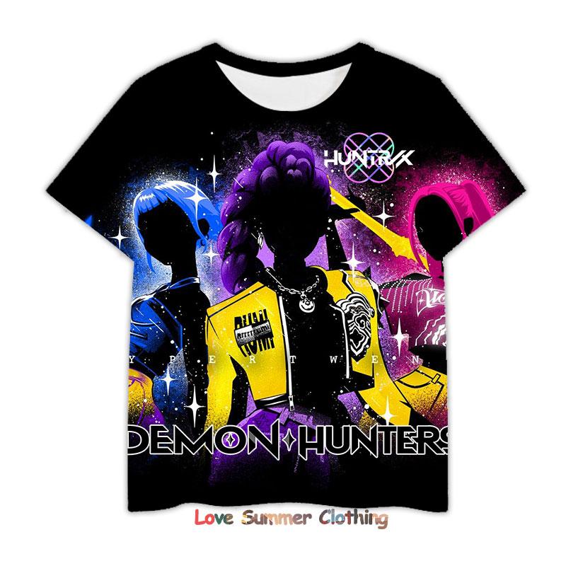 Dämonenjäger Kpop T-Shirt 3D Mädchen Jungen Kurzarm 4-14 Jahre Tee Anime Kinderbekleidung Huntrix Tiger Harajuku Oberteile T-Shirt Geschenke children-90