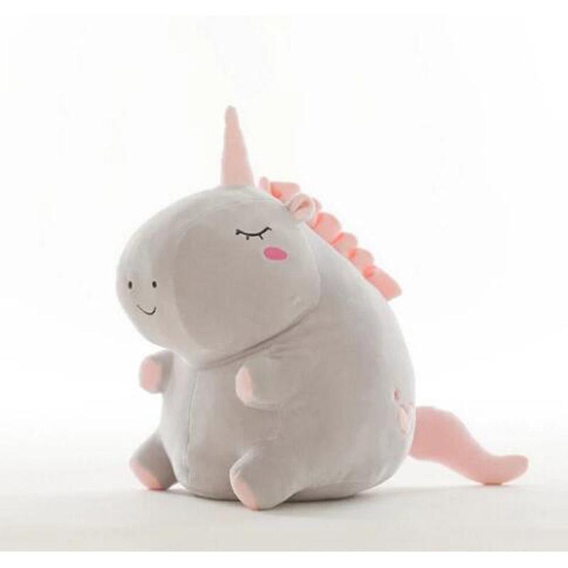 Großes Einhorn-Plüschtier, dicke Einhorn-Puppe, süßes ausgestopftes weiches Tierkissen, Baby-Kinderspielzeug für Mädchen, Geburtstag, Weihnachtsgeschenk grau