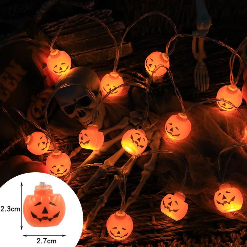 Neue Halloween-Lichterkette, Kürbis-Schädel-Augenkugeln, Geister-Festival-Party-Laterne, Süßes oder Saures, fröhliche Halloween-Tag-Dekoration 1.5M 10LED(No Battery)