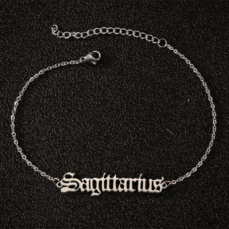 Tierkreiszeichen Fußkettchen für Damen Goldfarbenes Fußkettchen Edelstahl Beinkette Horoskop Löwe Widder Fußkettchen Fußschmuck silber