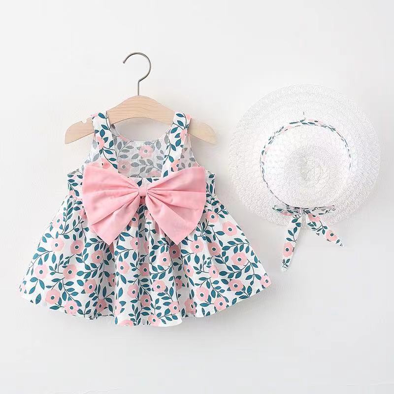 37 farben Sommer Kleidung Baby Mädchen Strand Kleider Lässige Mode Druck Nette Schleife Blume Prinzessin Kleid Neugeborenen Kleidung Set 0-6m