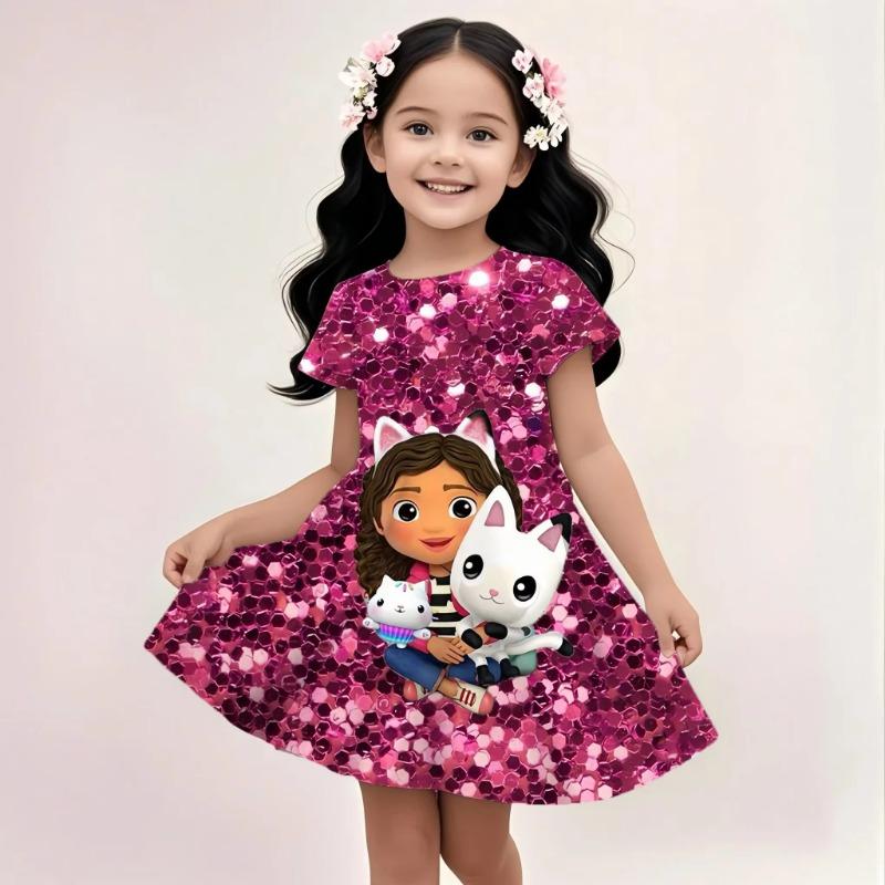3D-Druck Gabby Puppenhaus Elegante Kleider Kinder Mädchen Kleidung Sommerkleid Urlaubs kleid 2025 Neues Kleid Kinderkleidung Oberteil 130