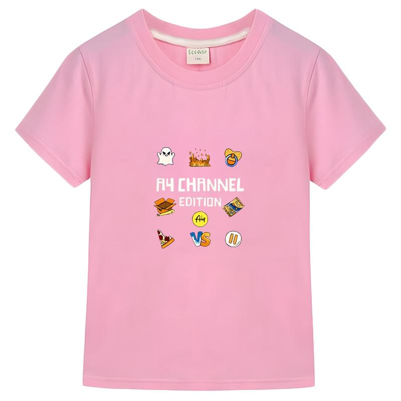 Cartoon Merch A4 Lamba Junge Mädchen T-Shirt Sommer 100 % Baumwolle Kinder Vlad A4 Papier Cartoon Kurzarm y2k Kinderkleidung einteilig 100 rosa