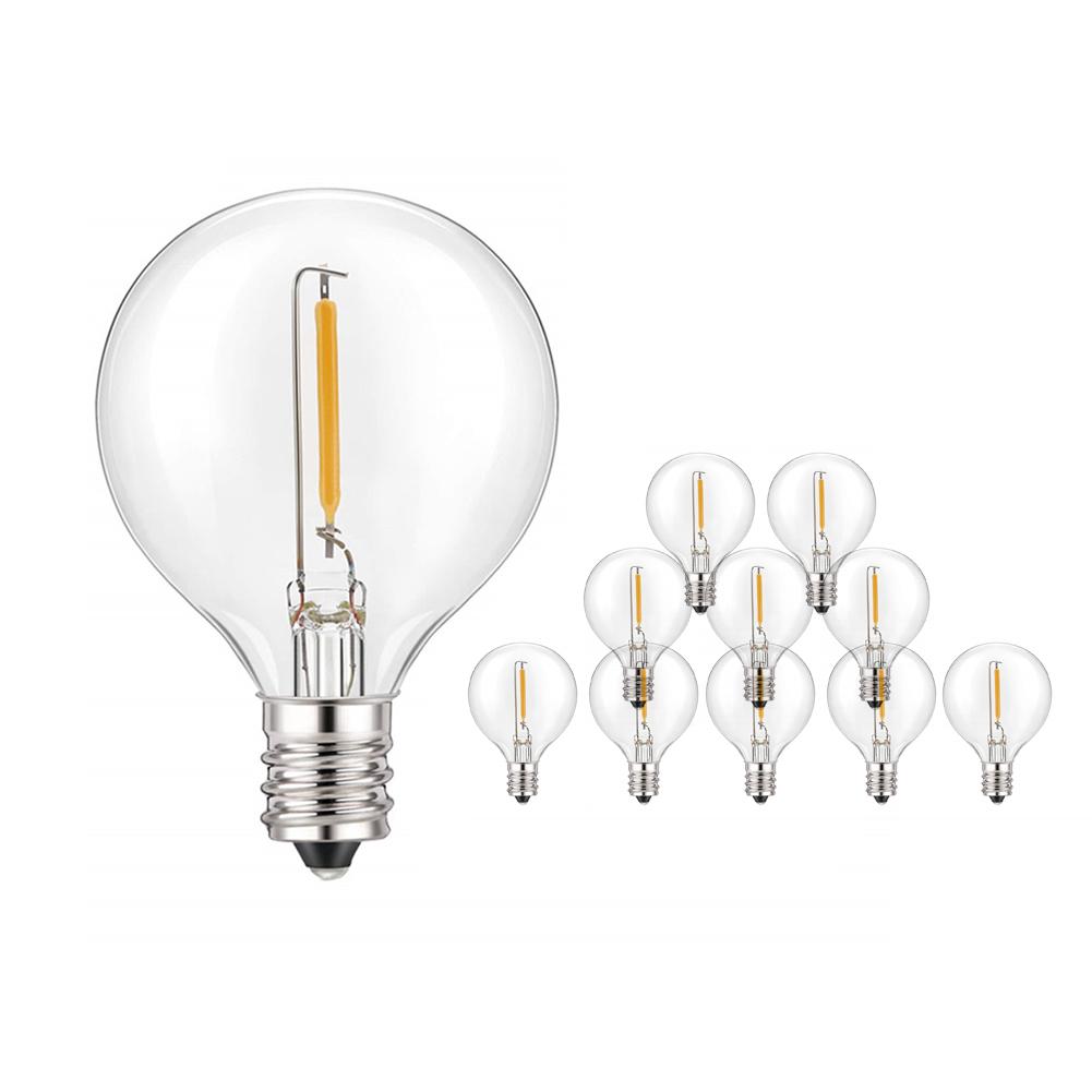 10 Stück G40 Ersatz-Glühbirnen E12 1W 5V 24V 110V 220V Kunststoff-Globusbirnen für Lichterketten Innen Außen Terrasse Garten Warmweiß 220V