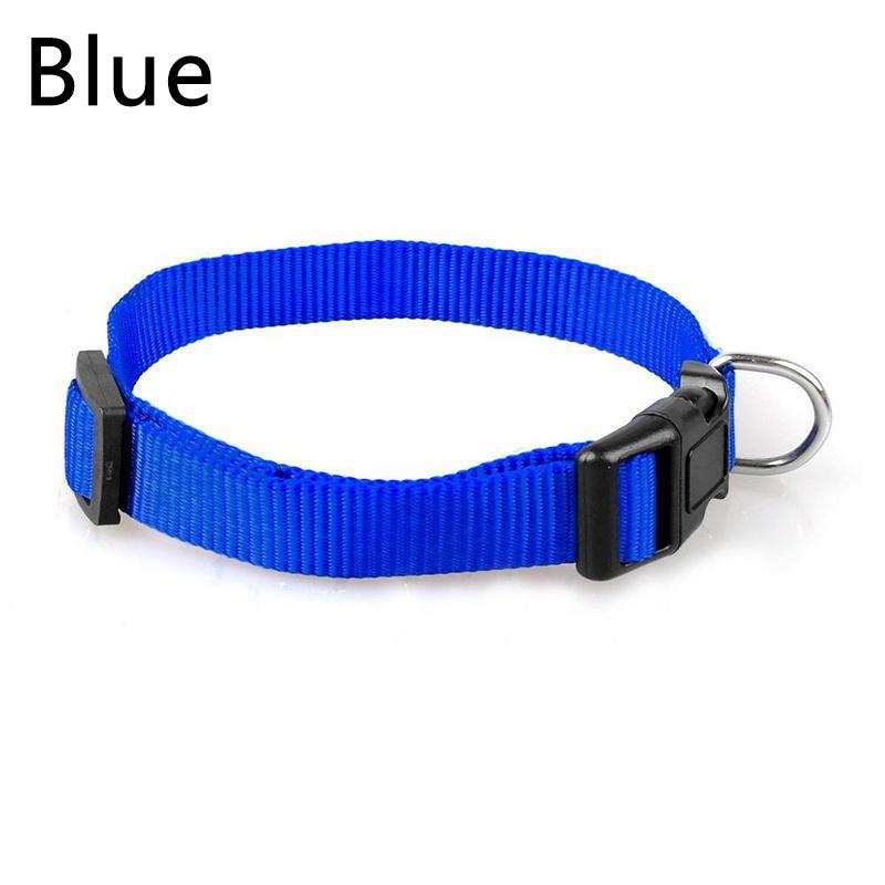 1PC Haustier Zubehör Haustier liefert Nylon Haustier Halskette Hundehalsband verstellbare feste Farbe Welpen Leine XL blau