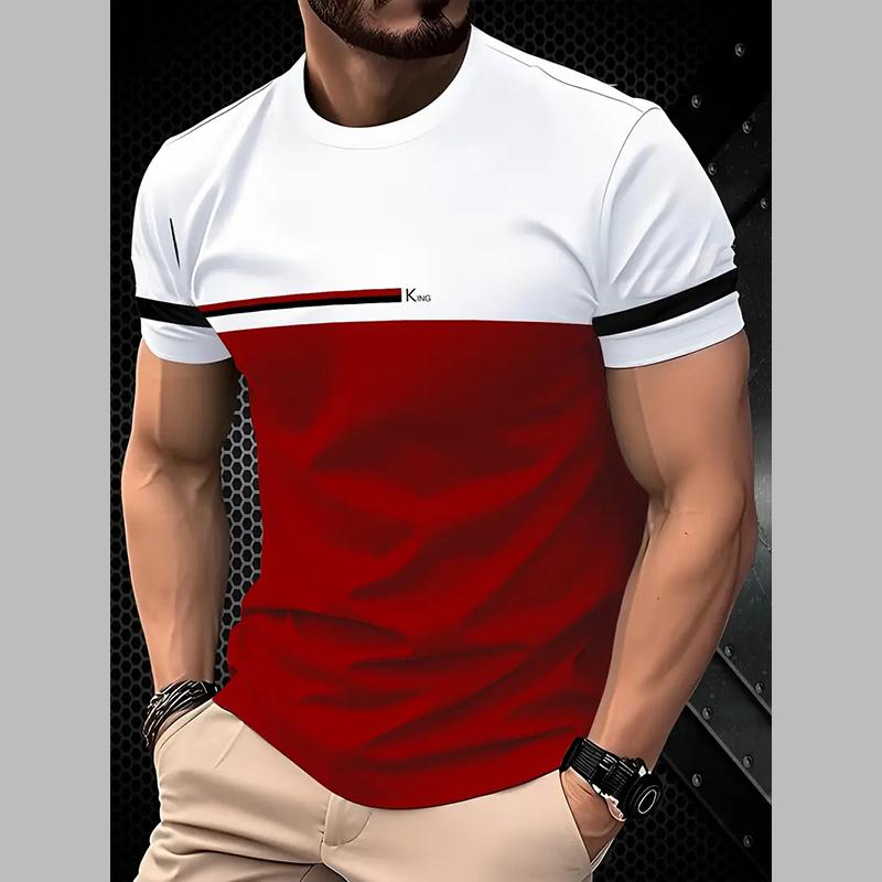 Neues Sommer-T-Shirt für Herrenmode Persönlichkeit Vielseitig bedrucktes Herren-T-Shirt Top S rot