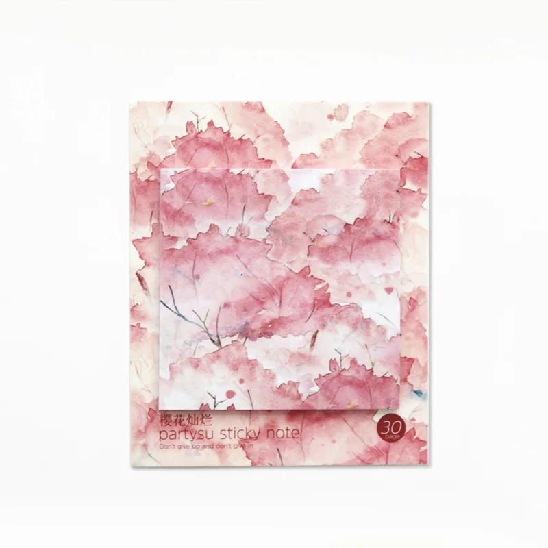 Sakura Hibiskus Tuschemalerei Notizen Haftnotizen Marmor Exquisites Design Notizbuch Schreibwaren Büro Schulbedarf Sakura