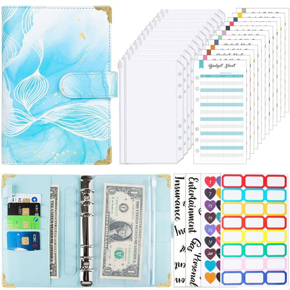 Taschen Bargeld Umschläge Bill Organizer Binder Notebook A6 Notebook Budget Binder Planer Binder Turquoise set