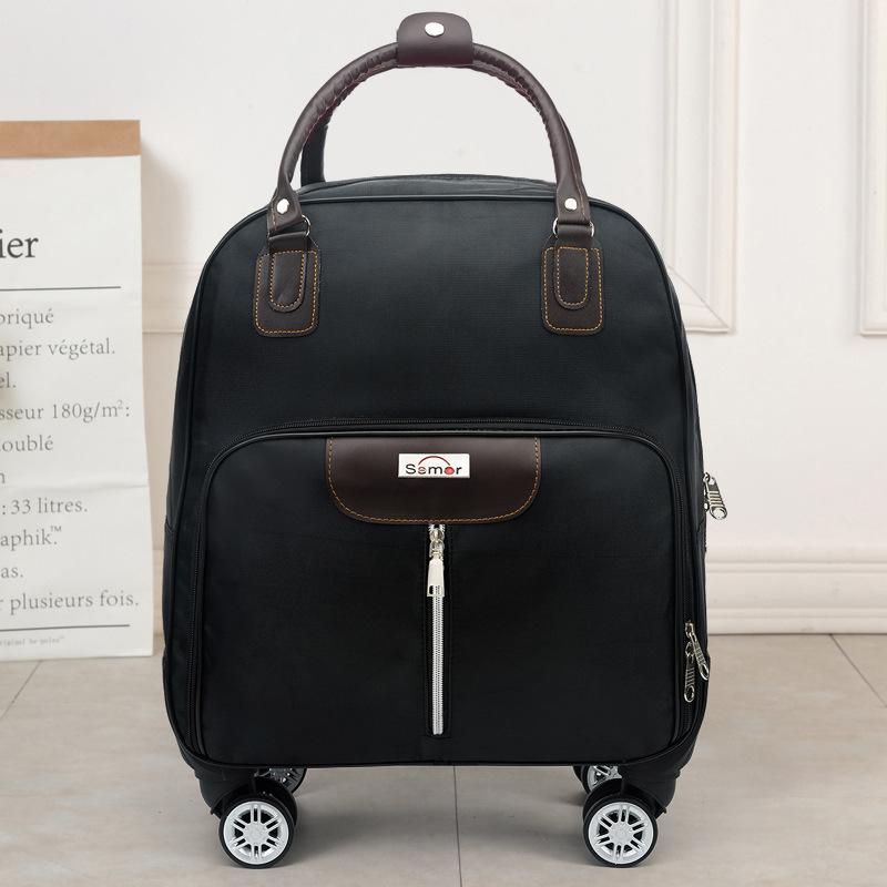 Trolley-Reisetasche, Handgepäcktasche für Herren und Damen, Bordtasche mit großem Fassungsvermögen, leichte Trolley-Tasche für kurze Distanzen 38cm*20cm* 43cm schwarz