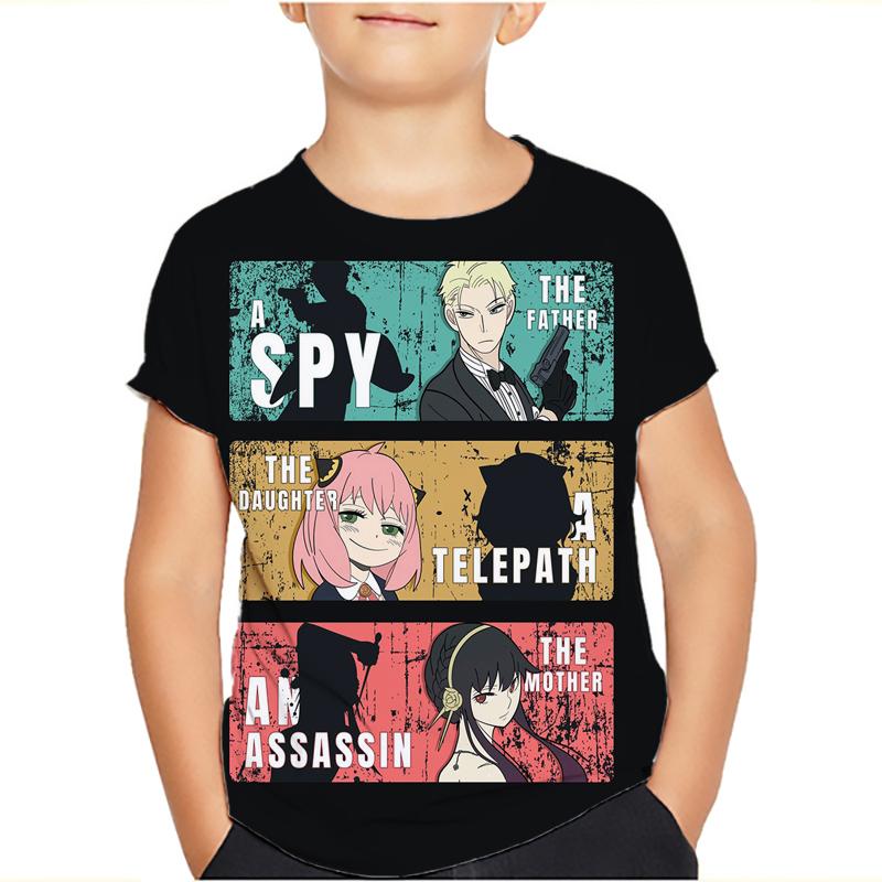 Spy x Familie T-Shirt Cartoon T-Shirts für Jungen Mädchen Lustiges T-Shirt Kinderkleidung Grafik T-Shirts Kinderkleidung 150 gold