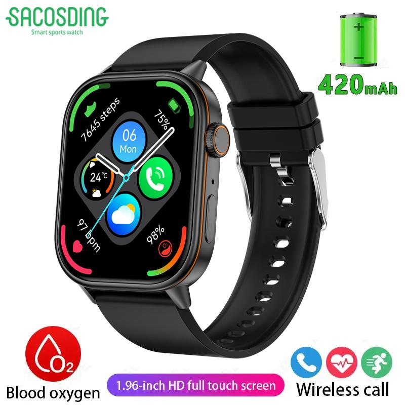 SACOSDING Neue GPS Sport-Trajektorie Smartwatch Bluetooth Anruf Gesundheitsüberwachung Kompass Outdoor Fitness Smartwatch für Männer und Frauen 2025