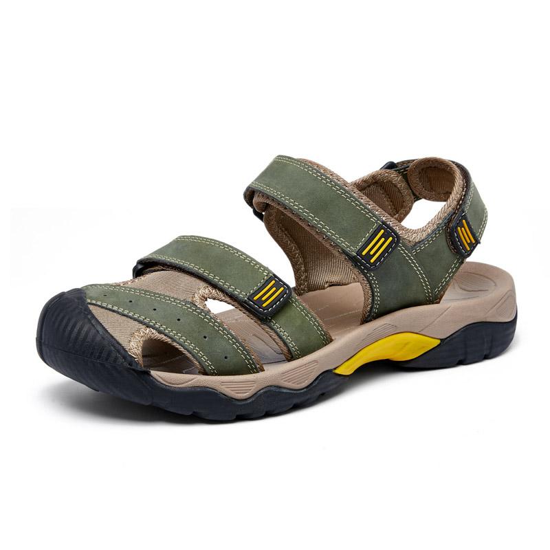 Große Herren-Sandalen aus echtem Leder, Sommer-Strandsandalen für Herren, Outdoor-Sandalen für Herren 48 grün