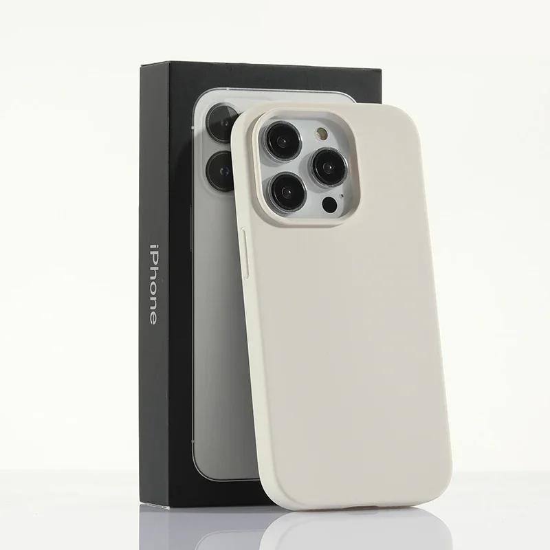 Luxuriöse Flüssigsilikonhülle für Apple iPhone 16 15 Pro Max Candy Color Vollständige Schutzhülle für iPhone 14 13 12 11 Pro Max XR X XSMax iPhone 15 Pro Max beige