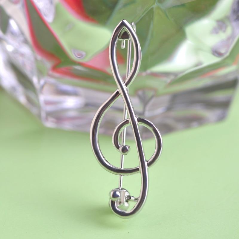 Blucome Broschen mit Musiknoten, Corsage, vergoldet, spezielles Design, Unisex, kleine Broschennadeln weiß