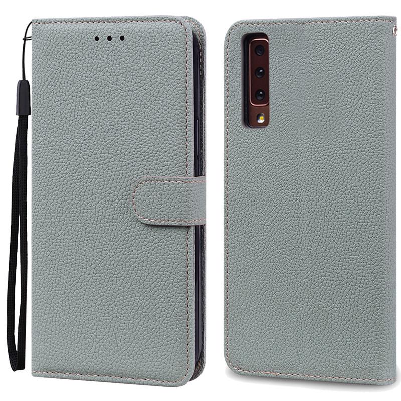 Für Samsung Galaxy A7 2018 Hülle Galaxy A 7 2018 Hülle Luxus Leder Flip Case Für Samsung Galaxy A7 2018 SM-A750F Handyhüllen Samsung A7 2018 A750 grau