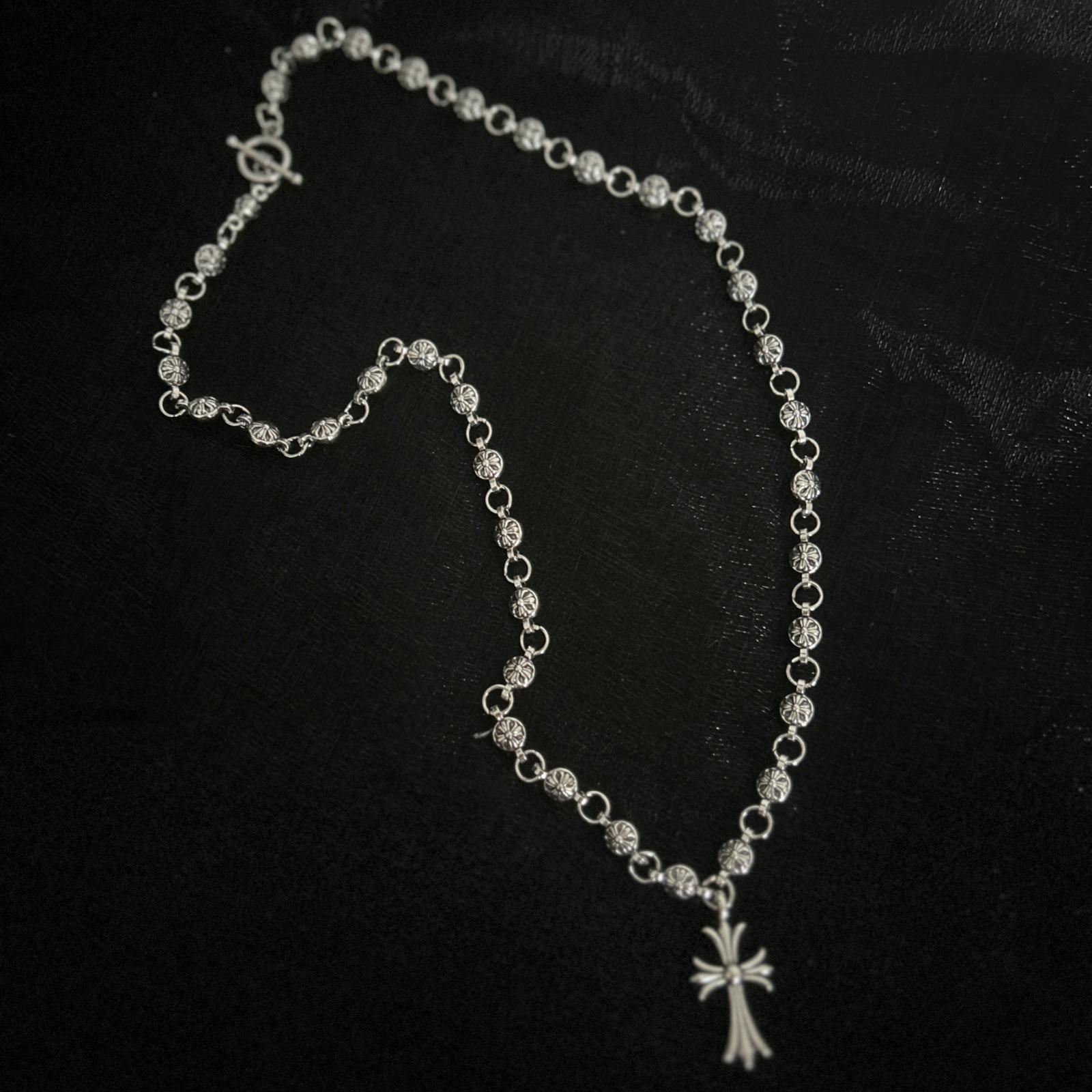 Europäische und amerikanische Retro-Kreuzkette Herren Street Hip-Hop Trendmarke Kreuzanhänger Kette Handgefertigte Kette Partnerzubehör 65cm