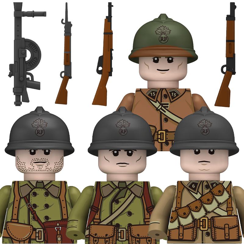 Militär Französische Armee Infanteriesoldat Mini Figuren Modelle Kinderspielzeug Bausteine Geschenk Jungen Mädchen