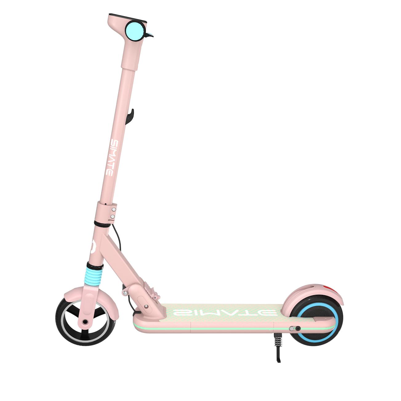Simate S3 Kinder-Sicherer Elektroroller 130W Motor 70Kg Last Outdoor-Spiel E-Scooter Mit Dualem Bremssystem rosa