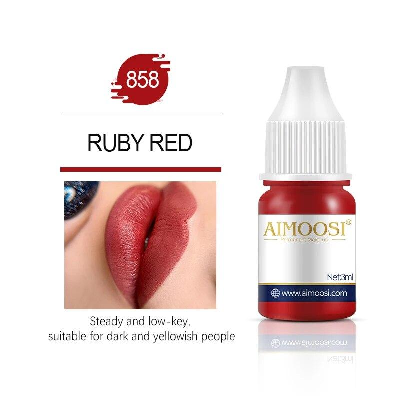 Tattoo-Tinte Nano-Pigment Milchfarben für semipermanentes Make-up-Set, Tönung, Augenbrauen, Eyeliner, Lippen, Schönheit, 3 ml Microblading-Pigmente 858 Rudy Red