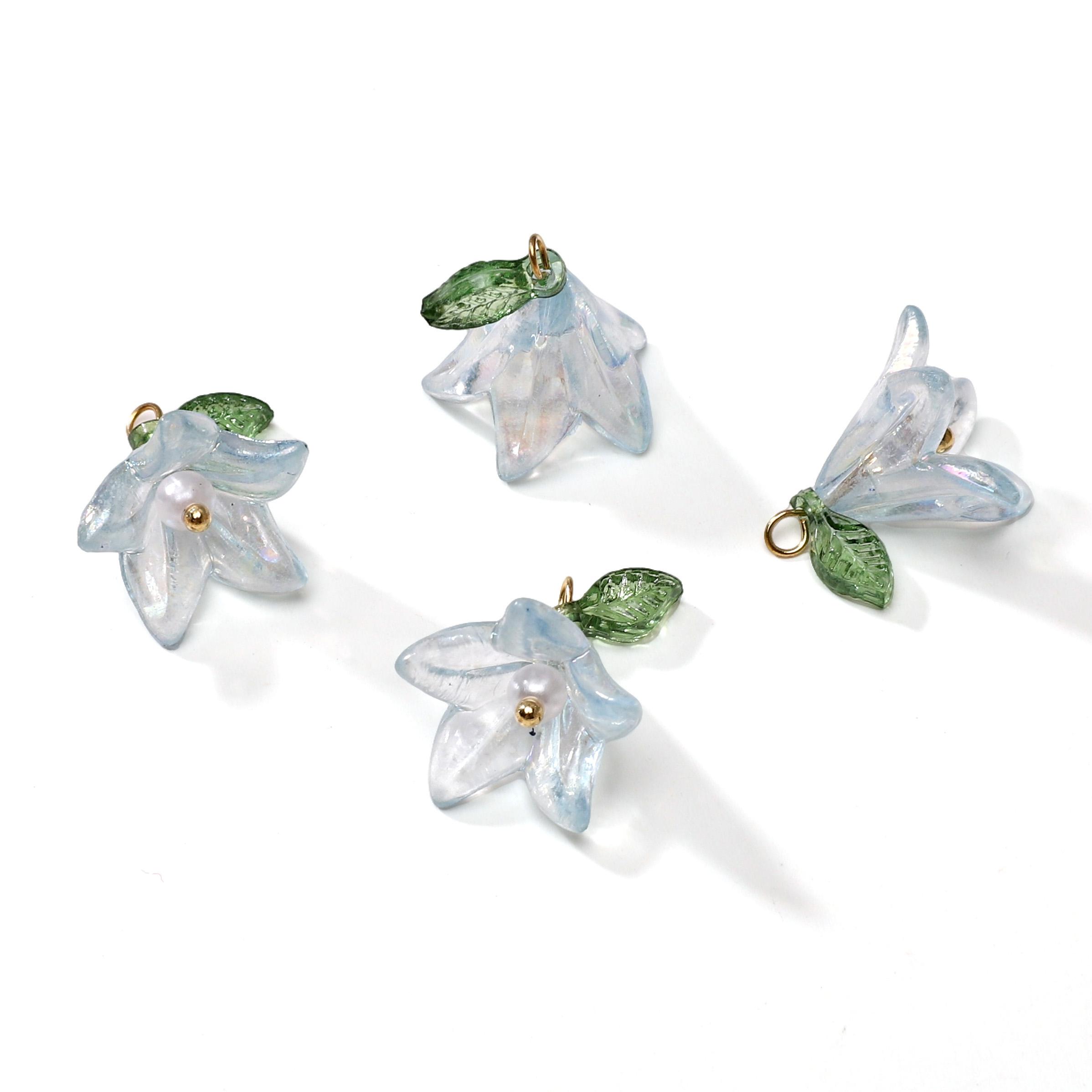 2/10 Stück Lilienanhänger Perle Acrylperlen Für DIY Halskette Armband Ohrringe Schmuckherstellung Bastelzubehör 10pcs blau