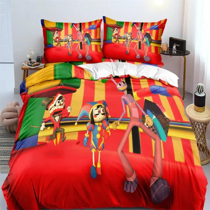 THE AMAZING DIGITAL CIRCUS Cartoon-Bettwäscheset, Bettbezug-Set, Einzelbett, Doppelbett, Kingsize-Bett, Bettset, Bettlaken für Erwachsene und Kinder AU Single 140x210cm