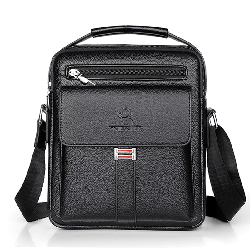 WEIXIER Herren Umhängetasche Leder Umhängetasche Messenger Bag Reisetasche Umhängetasche Vintage Aktentasche Handtasche für Arbeit Business schwarz