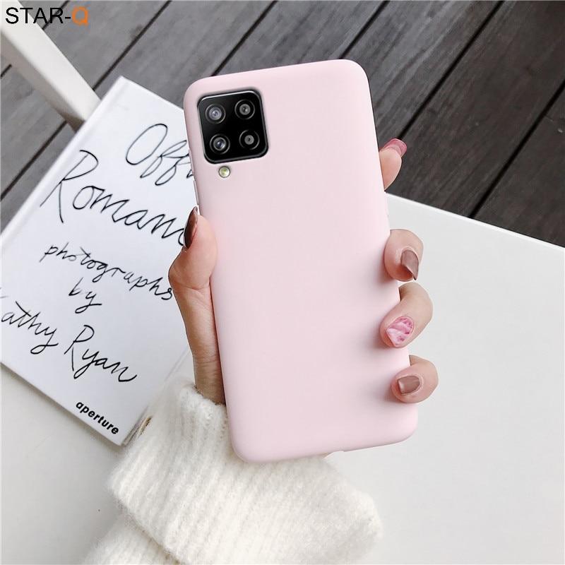 Silikon Telefon Fall Für Samsung Galaxy A12 A11 A42 A52 A51 A71 A72 A81 A91 A41 A31 A32 5G M02S A02S M31 M51 M21 Matte Weiche Tpu Zurück Abdeckung Fundas Coque A71 4G hellrosa