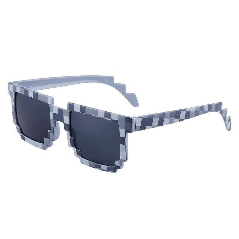 Neueste Mosaik Karo Box Brillen Stilvolle Herren- und Damen-Foto Party Sonnenbrillen Halloween Lustige Brillen Premium 1PC gray