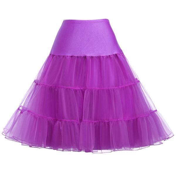Petticoat Unterrock Damen Retro Vintage Rock Kleid Krinoline Petticoat Rockabilly Unterrock für Hochzeit M violett