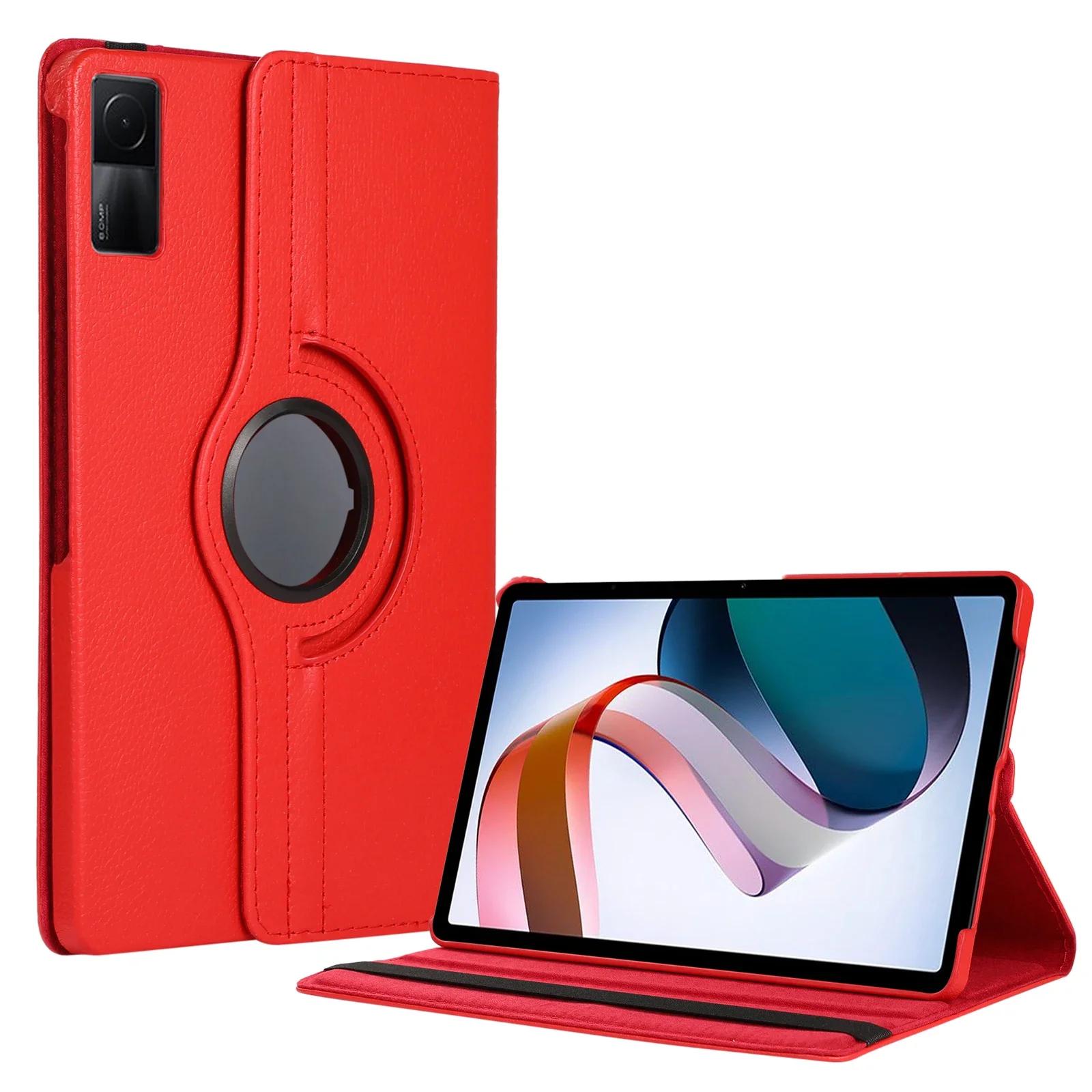360 Grad drehbare Hülle für Xiaomi RedMi Pad SE 11 10.6 2023 Ständerhalter-Abdeckung Xiaomi Pad 5 11 Pro Mi6 PU-Leder-Tablet-Hüllen RedMi Pad SE 11inch rot