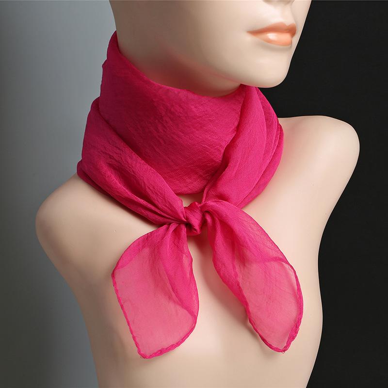 Einfarbiges Taschentuch, Halstücher, Damenmode, Halstuch, Chiffon, Haarbänder, Schal, 70 cm 70x70cm rose rot